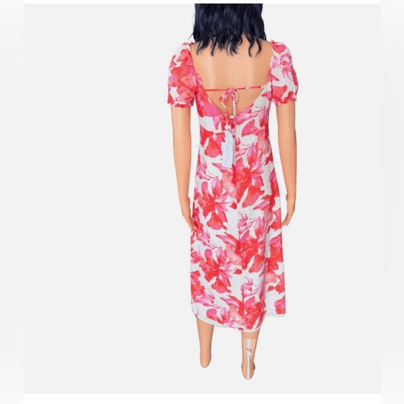 Wayf Orange and White Puff Sleeve Sundress - Picture 5 of 5